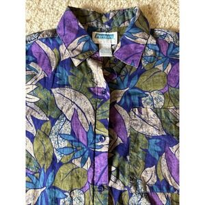 Vtg Partners Mervyns Collection Hawaiian Shirt Men's Size Large Purple Floral
